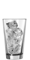 Pint glass with ice.